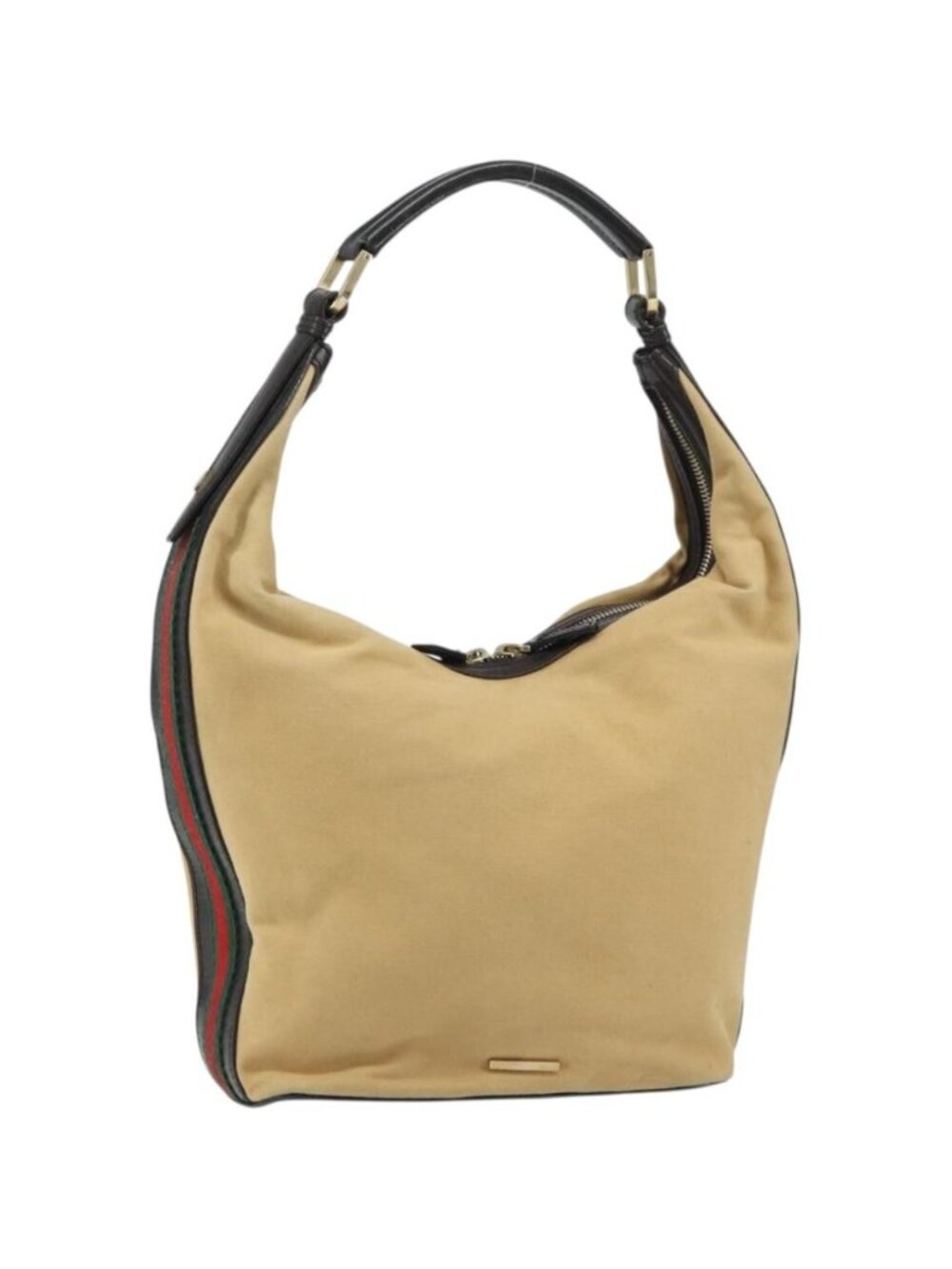 GUCCI Web Sherry Line Shoulder Bag Canvas Beige Gold 001 4288